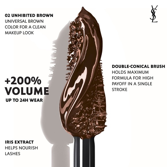 Yves Saint Laurent Lash Clash Extreme Volume Mascara In 2 Uninhibited Brown - Picture 2 of 5